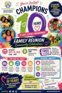 Champions for Children’s Mental Health to Hold Family Reunion